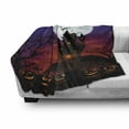 thumbnail image 3 of Halloween Soft Flannel Fleece Throw Blanket, Gothic Haunted House Castle Hill Valley Night Sky October Festival Theme Print, Cozy Plush for Indoor and Outdoor Use, 50" x 60", Multicolor, by Ambesonne, 3 of 6