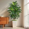 5FTArtificial Dracaena Plant Tree with White Planter, Faux Tropical ...