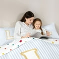 thumbnail image 5 of Feelyou Modern Monogrammed L Bedding Comforter Set for Kids, Princess Cute Letter Twin Comforter Sets, Fashion Stripes Lines Reversible Bedding Set, Lightweight Room Decor, 2-Piece, 5 of 8