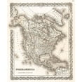 thumbnail image 2 of Colton 26x30 Gold Ornate Wood Framed with Double Matting Museum Art Print Titled - 1855 Colton Vintage Map of North America, 2 of 4
