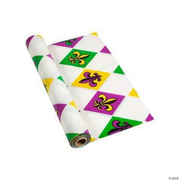 Mardi Gras Plastic Tablecloth Roll, Mardi Gras, Party Supplies, 1 Piece