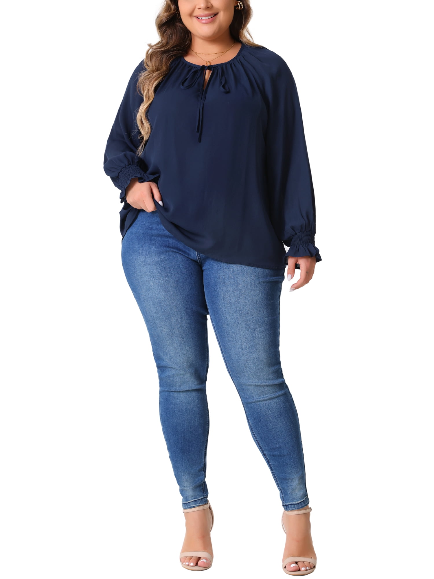 Agnes Orinda Plus Size Blouses for Women Casual V Neck Tops