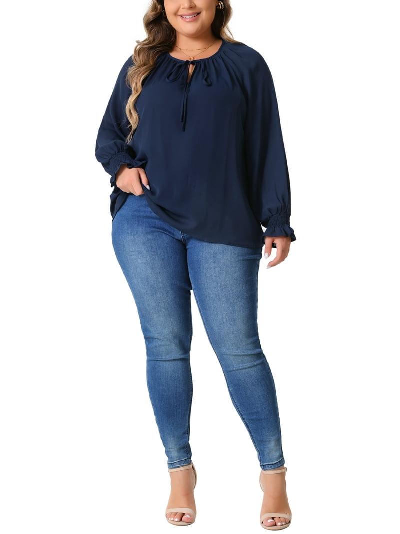 Agnes Orinda Plus Size Blouses for Women Casual V Neck Tops