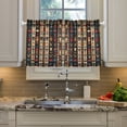 thumbnail image 2 of Yayeee Kitchen Curtains Tier Pair Light Filtering 27"x36" Rod Pocket Short Cafe Window Panel, Beige Geometric, 2 of 7