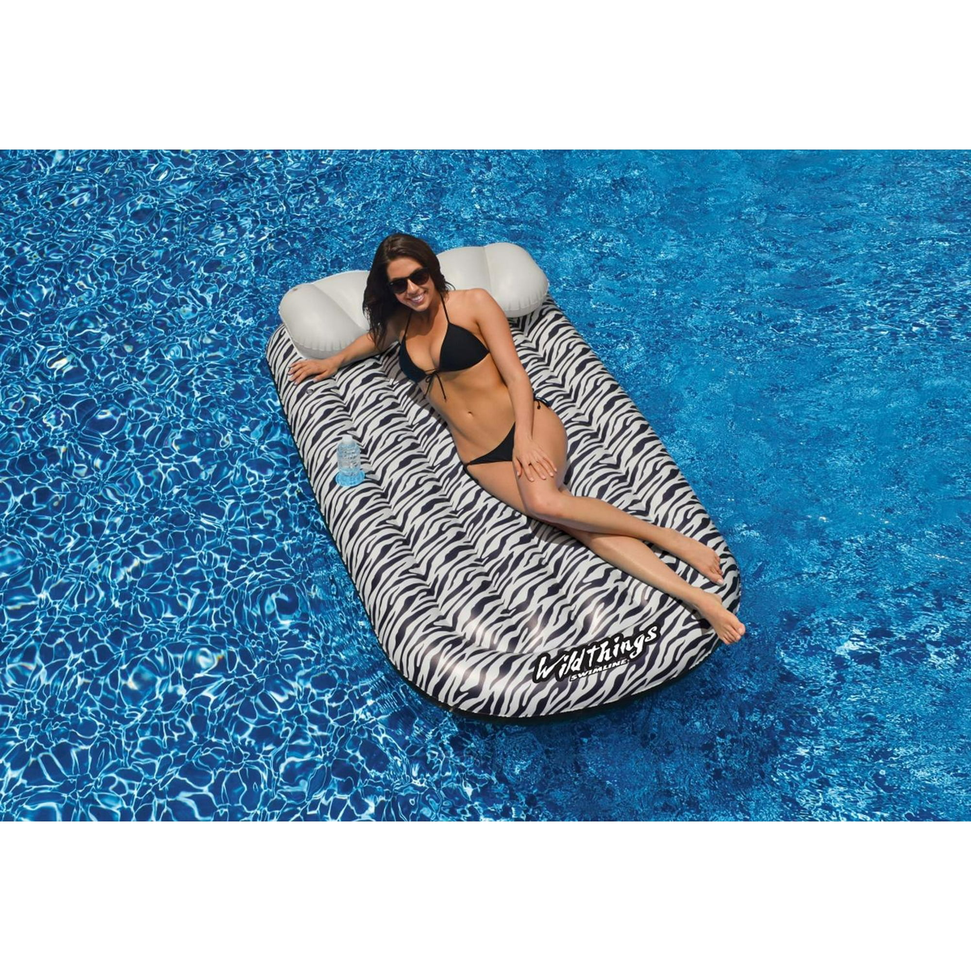 72 Wild Things Zebra Print Inflatable Swimming Pool Lounger Raft