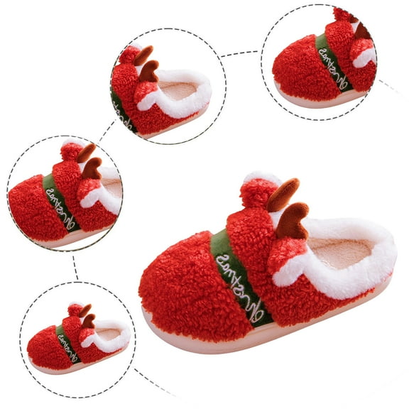 Shadoumai Mens Christmas Slippers Size 12 Nonslip Cute Fuzzy Reindeer Slip On House Shoes Cozy Christmas Indoor Shoes