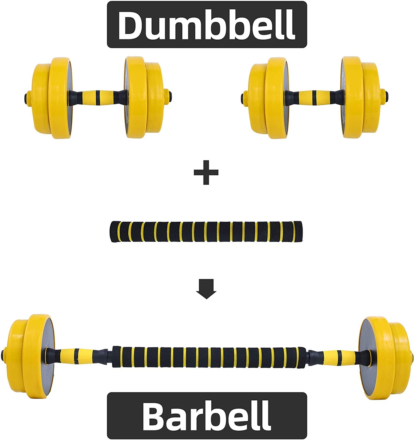Suitable for Home or Gym Exercise YIZHIHUA Dumbbell Set,Two-in-One 20/30kg Adjustable Dumbbells-Barbell Weights Set for Men and Women