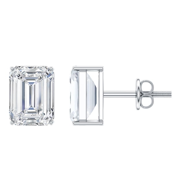Rosec Jewels Certified Moissanite Solitaire Stud Earrings for Women - 6X8 mm - D-VS1 Quality - with Screw Back - Ready to Gift, 925 Sterling Silver