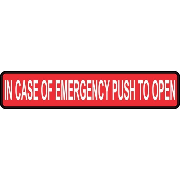 10in x 2in In Case of Emergency Push to Open Sticker