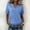 Light Blue, variant on Women's Notch V Neck Short Sleeve Knit Top Midnight Tone Solid Casual Fashion Top for Daily Wear Summer Vacation Beach Wear Pink S