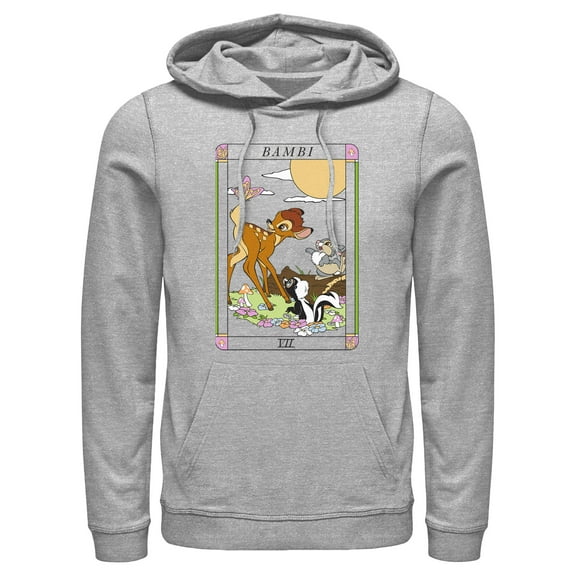 Men's Bambi Tarot Card Scene Pull Over Hoodie Athletic Heather Medium