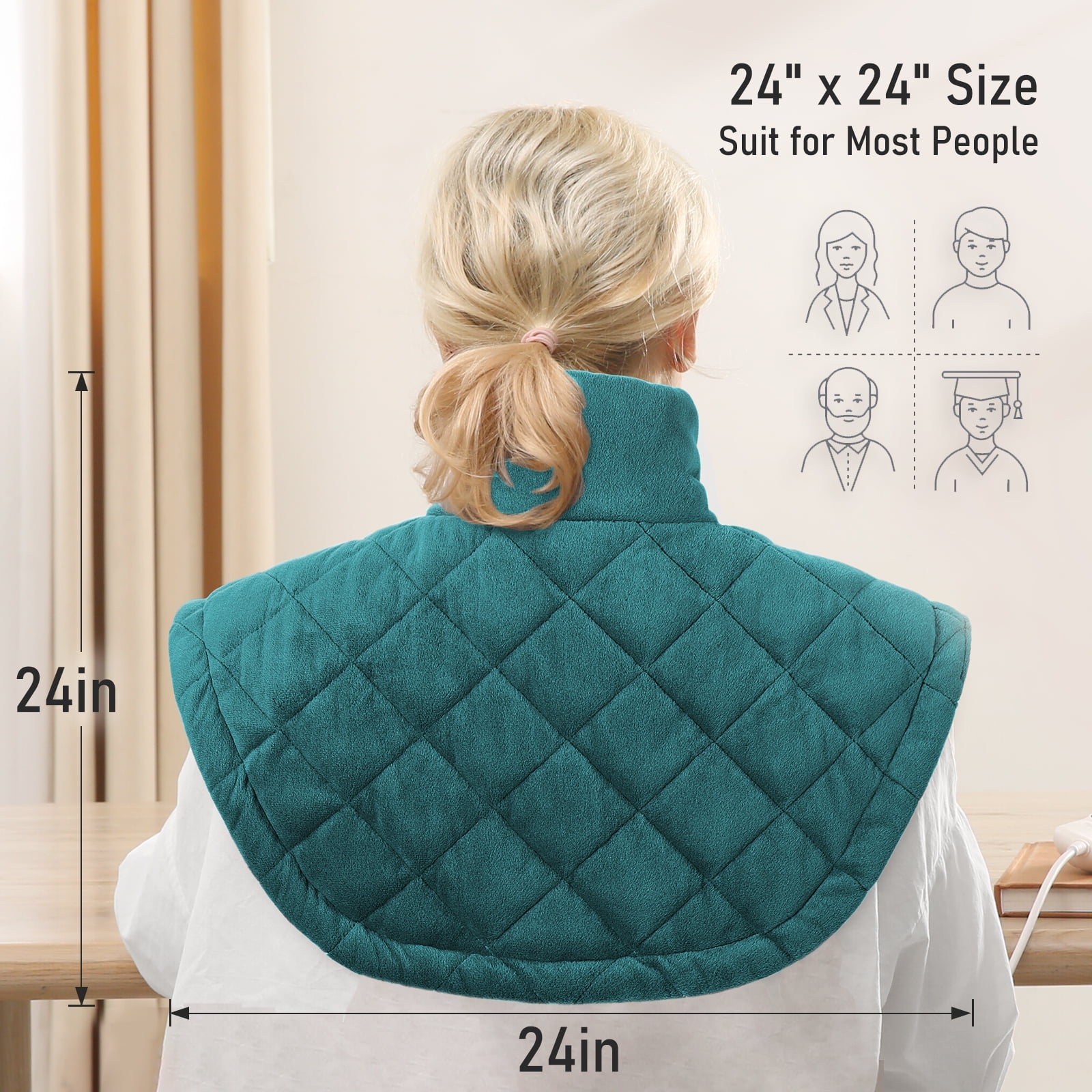 MaxKare 24"x24"Heating Pad for Neck and Shoulders, Weighted Heating Pad, Green