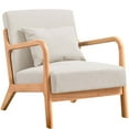 thumbnail image 2 of Subrtex Modern Accent Chair Linen Upholstered Arm Chairs with Solid Wood Frame, Beige, 2 of 8