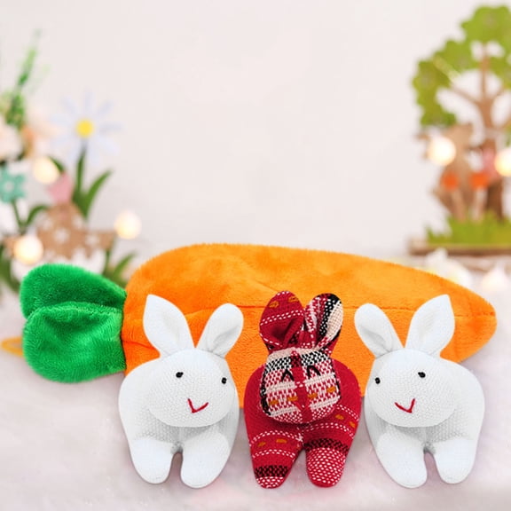 Tarmeek Baby Toy Gifts Unzip Rabbit Doll Toy 3 Rabbits In Carrot Bag Carrot Bag Rabbit Doll Set Decoration Easter Cartoon Doll Decoration Gift for Christmas Gifts