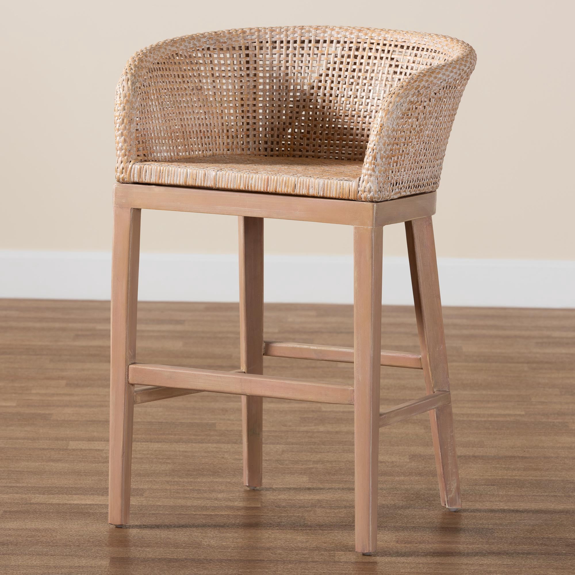 bali & pari Papua Boho Counter Stool, One Size, Antique white washed