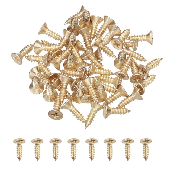 Uxcell 50Pcs ST5 x 16mm Pan Head Self Tapping Screws for Metal, Gold