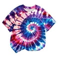 thumbnail image 2 of qolati Kids Tie-Dyed T-Shirt Boys Girls Hippies Color Block Print Tshirt Casual Loose Fit Short Sleeve Crewneck Basic Tees Tops, 2 of 9