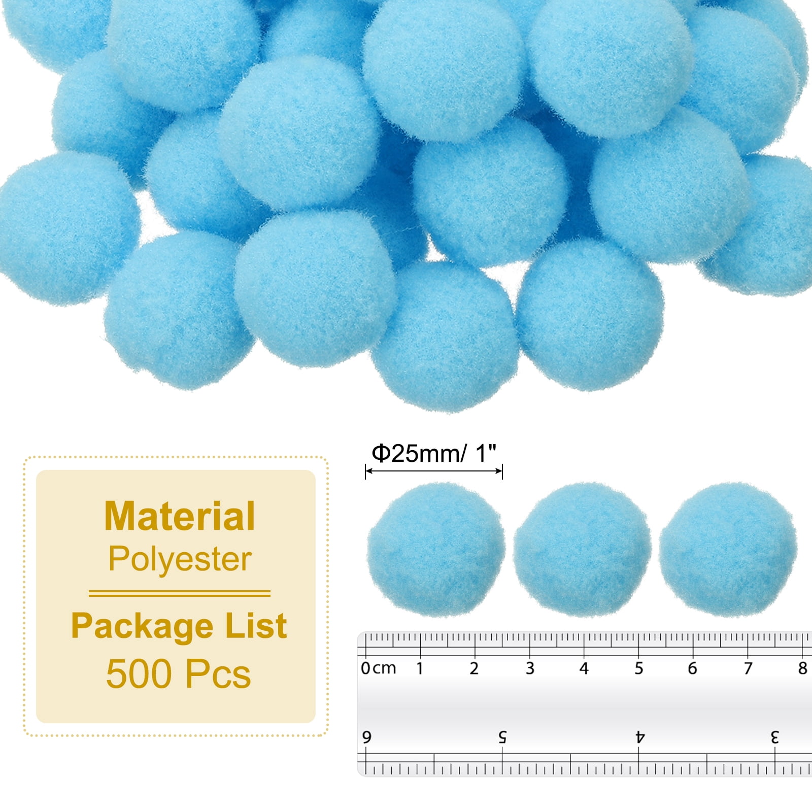 1inch Pom Poms for Crafts, 500pcs Pompoms for Crafts Puff Balls Bulk Fuzzy Balls for Hats Christmas Art DIY, Blue