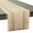 thumbnail image 4 of Contemporary Home Living Dobby Striped Burlap Fringed Table Runner - 108" - Beige and Olive Green, 4 of 7