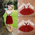 thumbnail image 2 of Douhoow 1-5Y Little Girls Summer Outfit Set Long Sleeve Floral Tops Red Suspender Skirt, 2 of 8