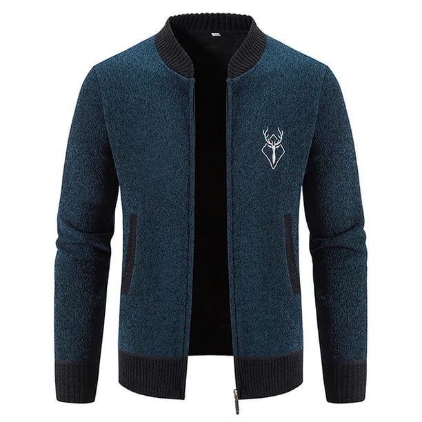 Chaqueta de suéter de punto de lana con capucha de tela escocesa de otoño e invierno de moda para hombres Pompotops oipoqjl38380