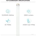 thumbnail image 6 of T8 Fluorescent Tube Light Bulb (1" Diameter), 32W, 48 Inch, 4100K Cool White, 2800 Lumens, G13 Bi-Pin Base, (T8 Only, Not Compatible with T12 or LED Fixtures) - LR20732, 4-Pack, 6 of 6