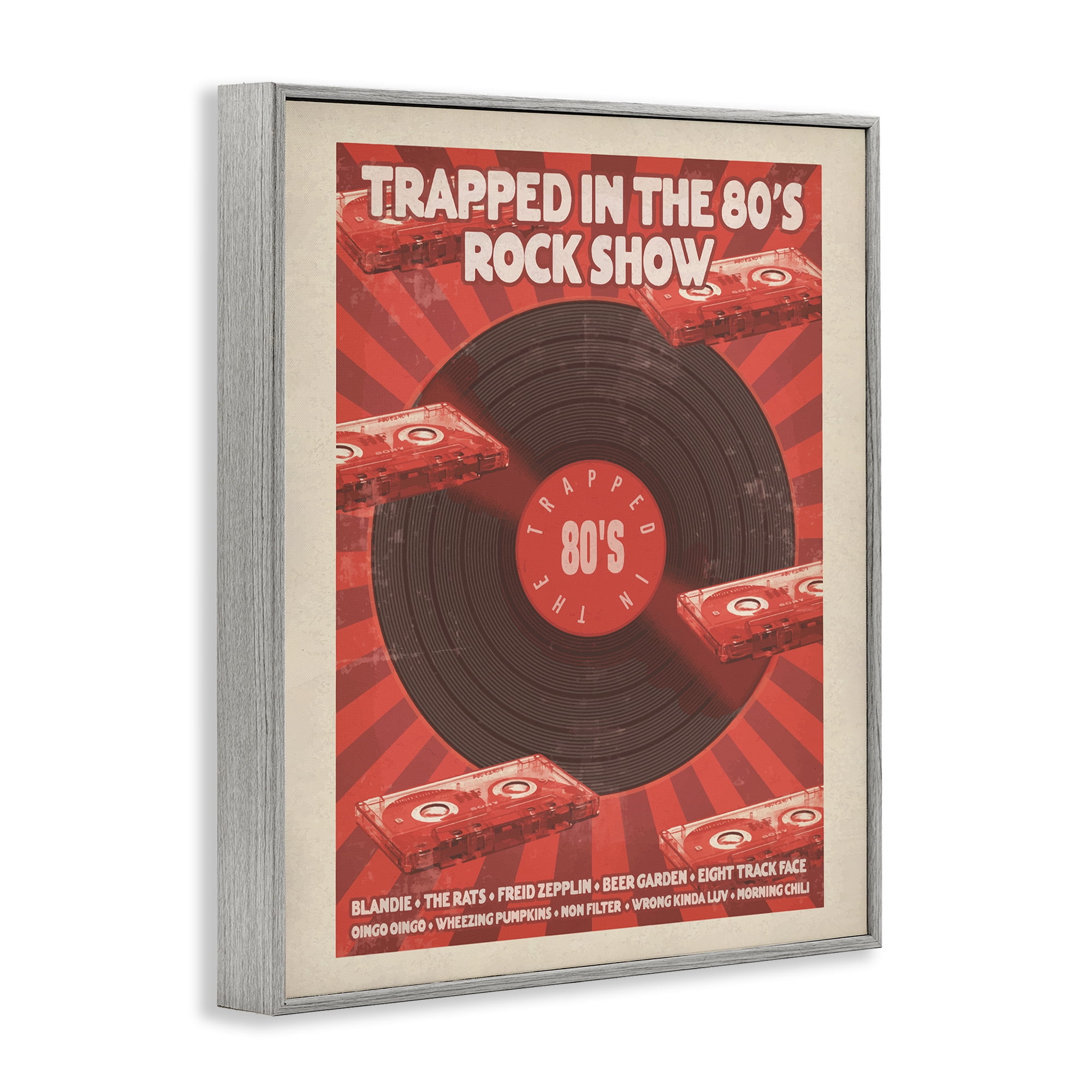 Stupell Industries Trapped in 80s Rock Show Gray Framed Giclee Art, design by Old Red Truck