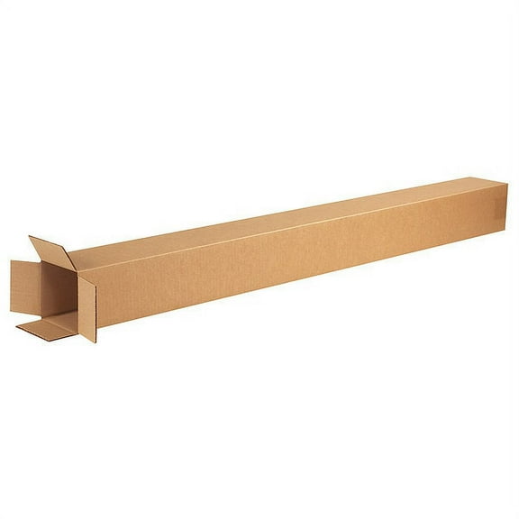 ZoroSelect Tall Corrugated Boxes, 4" x 4" x 50", Kraft, 25/Bundle