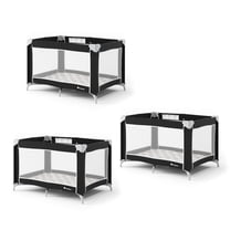 Foundations Sleep 'N Store Travel Play Yard with Foam Mattress, Storage Bag, and Foldable Frame, 3-Pack, Graphite