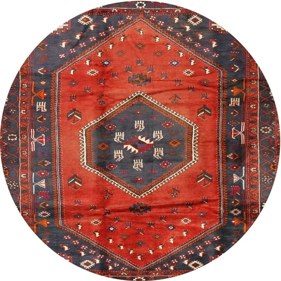 Ahgly Company Indoor Round Traditional Red Persian Area Rugs, 4' Round