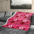 thumbnail image 2 of Valentine''s Day Blanket Soft Flannel Lightweight Red Pink Love Heart Valentines Throw Blanket Cozy Warm Blankets All Seasons Home Party Decor On Living Room Sofa Couch Bed 50x60 inch, 2 of 6