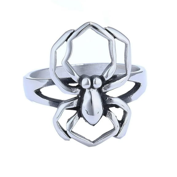 PAMTIER Men's Stainless Steel Personalised Punk Animal Spider Ring Silver Size 6