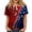 Deep Red(American Flag Stars), variant on Summer Tops for Women 250 Anniversary USA Flag Short Sleeve Patriotic American Flag Stars Striped V Neck Button T Shirt 4th Of July Outfits for Women Business Work Shirts Khaki XL