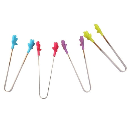 

4pcs/set Silicone Hand Shape Clip Non-stick Stainless Steel Kitchen Barbeque Food Clip Cooking Grilling Turner