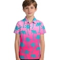 thumbnail image 4 of YMNXA Kids Boys Polo Shirt Short Sleeve Lapel Coconut Tree Print Soft Comfortable Breathable Tee Top For Casual Daily Wear,Light Pink,5-6 Years, 4 of 6