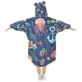 thumbnail image 2 of FORMRS Wearable Blanket Hoodie with Sleeves for Kids Cozy Flannel Sweatshirt, Pink Jellyfish, 2 of 7