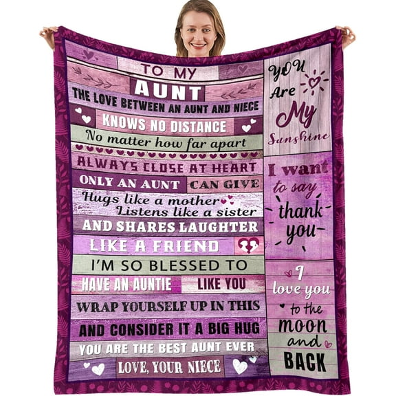 Aunt Gifts from Niece Throw Blanket, Best Aunt Ever Gifts, Ideal Aunt Auntie Birthday Gift from Niece, Special for Aunts, to My Aunt Flannel Throw Blanket Warm and Soft 50x60in