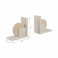 thumbnail image 4 of Decorative Geometric Travertine and Marble Bookends - Contemporary Book Accessories for Home Library Decoration - Stylish Book Ends for Office Spaces, Desk, or Shlef Decor - Set of 2, 6", White & Tan, 4 of 11