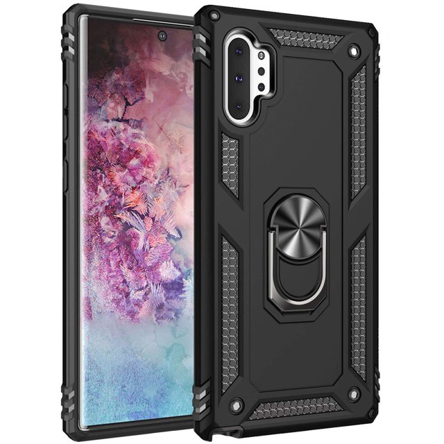 SaharaCase- Military Series Shockproof Military Grade Kickstand Drop Tested for Galaxy Note 10 Plus and Note 10+5G Black