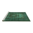 thumbnail image 2 of Ahgly Company Machine Washable Indoor Rectangle Medallion Turquoise Blue Traditional Area Rugs, 2' x 3', 2 of 4