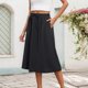 thumbnail image 2 of Falda de mujer de largo medio y cintura alta - Cintura elástica, color liso, poliéster y spandex, estilo elegante, tallas S-XXL, 2 of 7