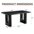 thumbnail image 5 of Youmumeub 64.5" Modern Black Wood Dining Table, Rectangular Kitchen Table with Smoked Glass Insert, U-Shaped Legs & Textured Finish for Dining Room & Office, 5 of 20