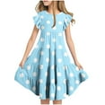 thumbnail image 2 of JUSLIO Dresses for Girls Patchwork Dresses Polka Dot Crew Neck Short Sleeve with Pockets Casual Dress Size 10 Y, 2 of 7