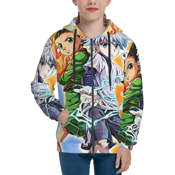 Youth Hunter X Hunte Gon Killua Zip Up Graphic Hoodie with Pockets Comfort Long Sleeve Soft Hoodies