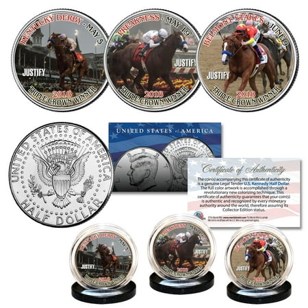 JUSTIFY Triple Crown Winner Race Horse 2018 Kennedy Half Dollar 3-Coin U.S.