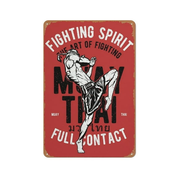Martial Arts Muay Thai Poster Retro Metal Sign Vintage Tin Sign for Martial arts Gym Classroom Home Wall Art Decor 12 X 8 inch