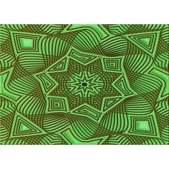 Ahgly Company Machine Washable Indoor Rectangle Transitional Green Area Rugs, 7' x 10'