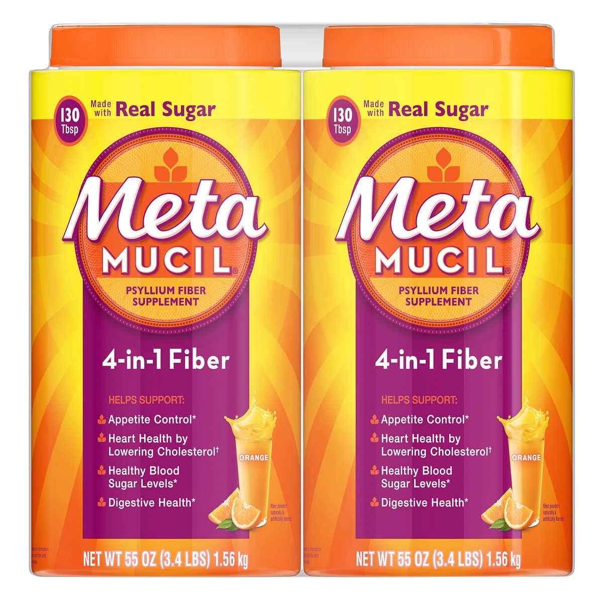 Metamucil Psyllium 4 in 1 Fiber Supplement Orange 260 Servings 