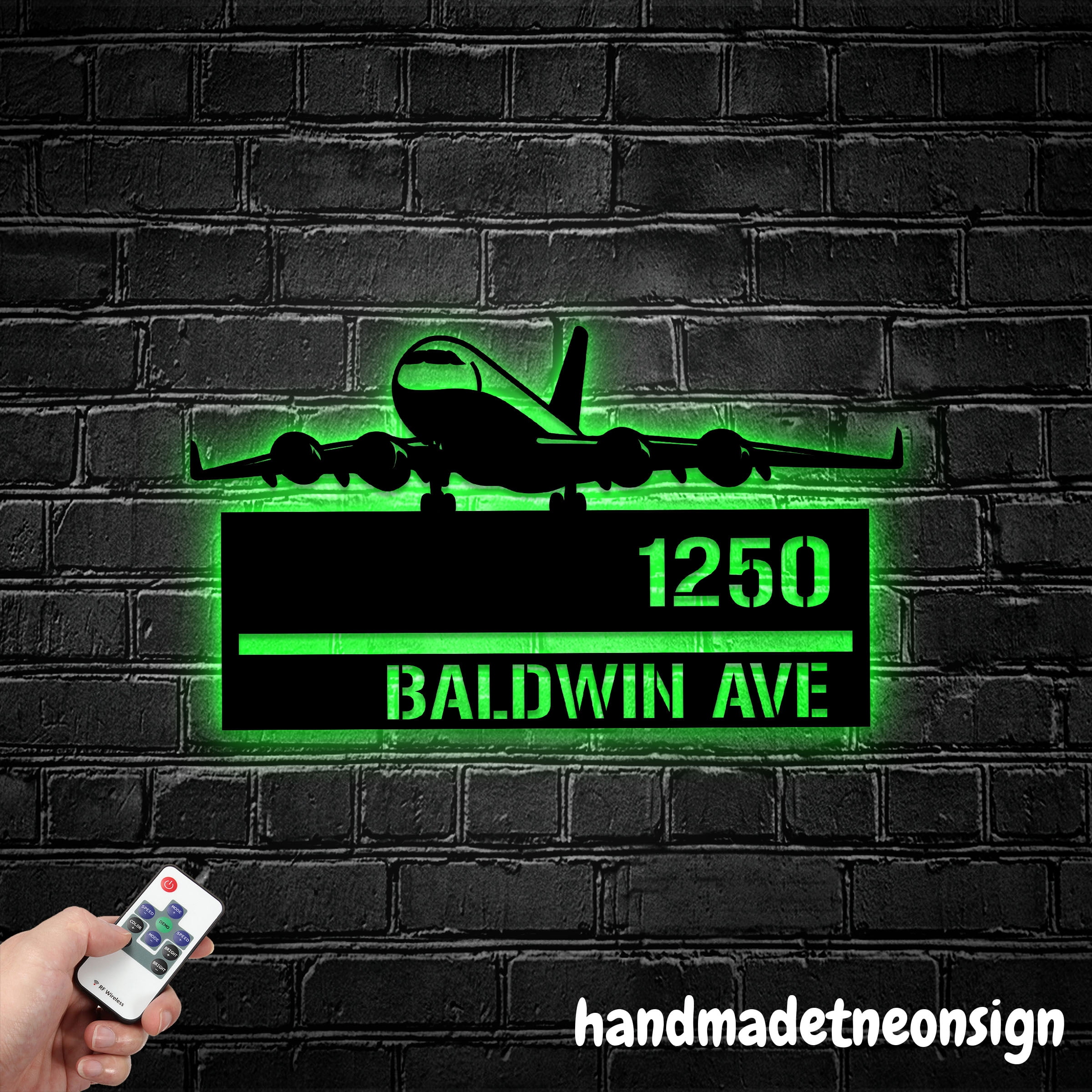 Handmadetneonsign Airplane House Number, Pilot Home Address Metal, Aircraft House Address Sign 70048