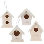 Exceart 4pcs Wooden Bird House Decorative Small Birdhouse Birds House Ornaments Unfinished Bird Nest for Photo Props Garden Home Decor